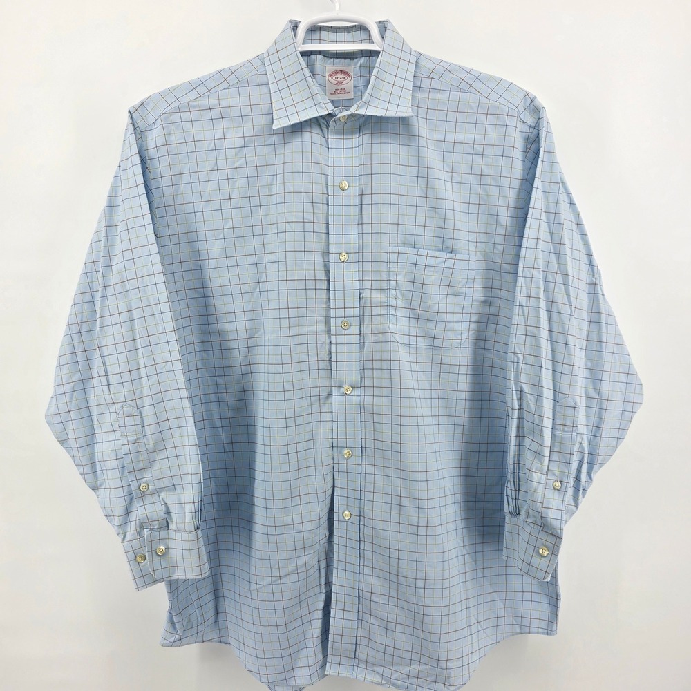 Brooks Brothers 346 Dress Shirt Mens 17-2/3 Non Iron All Cotton Multicolor Check - Picture 3 of 7